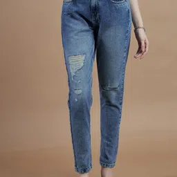 The Roadster Lifestyle Co.Women Blue Regular Fit Pure Cotton Mid-Rise Light Fade Jeans-image-61
