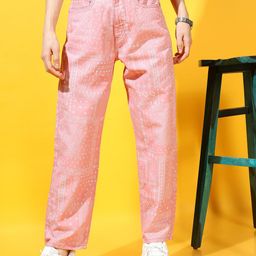 Tokyo Talkies Women Coral Wide Leg Printed Jeans-image-38