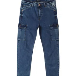 Allen Solly Junior Boys Slim Fit Mid-Rise Dark Shade Clean Look Stretchable Cargo Jeans-image-72