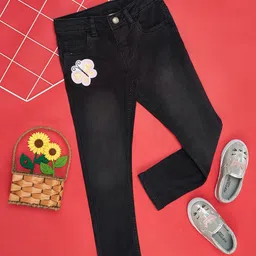 Pantaloons Junior Girls Slim Fit Clean Look Embellished Detail Pure Cotton Jeans-picture-14
