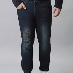 Instafab Plus Men Plus Size Relaxed Fit Mildly Distressed Light Fade Stretchable Jeans-12