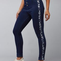 DOLCE CRUDO Women Navy Blue Skinny Fit High-Rise Clean Look High Rise Stretchable Jeans-image-77
