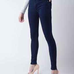 DressBerry Women Navy Blue Skinny Fit High-Rise Clean Look Stretchable Jeans-image-94