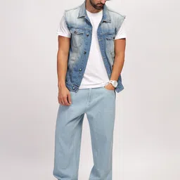 HERE&NOW Men Mid-Rise Pure Cotton Baggy Loose Relaxed Fit Jeans-image-26
