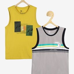 Alan Jones Boys Pack of 2 Printed Sleeveless T-shirt-picture-49