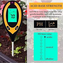 IONIX Soil Tester PH Meter, Digital Soil PH Meter 4 in 1 Moisture Gardening Water Soil Testing Machine with Sensor Prob, LCD Display for Sunlight Temperature, Home and Garden Plants image 2