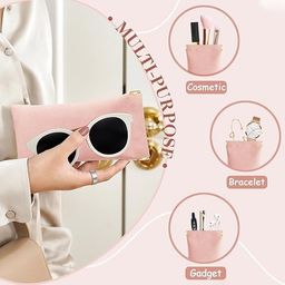 homenity Squeeze Top Sunglass Case, New Organosilicon Soft Leather Eyeglass Case For Women (Multicolor) image 5