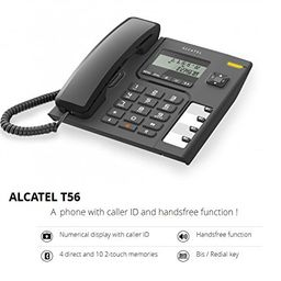 Alcatel T-56 Black corded landline phone with caller id and handsfree function supported by date/time display & 4 direct 10 two touch memories. image 5