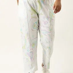 MARCA Bold Women Plus Size Abstract Printed Cotton Straight Fit Joggers-picture-0