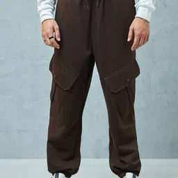 Bewakoof Heavy Duty Men Brown Loose Fit Mid-Rise Cargo Joggers-picture-1