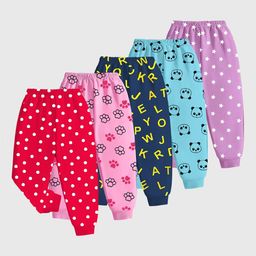KUCHIPOO Girls Pack Of 5 Printed Mid-Rise Joggers-43