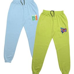 TINY HUG Boys Pack of 2 Fluorescent Green & Blue Solid Joggers-22