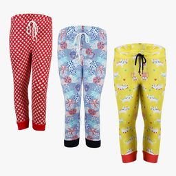 SAVAGE Girls Pack of 3 Printed Pure Cotton Joggers-image-92