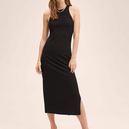 MANGO Black Sheath Midi Dress-image-80