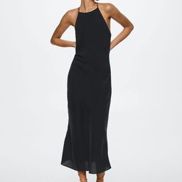 MANGO Black Solid A-Line Midi Dress-image-46