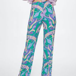 MANGO Women Green & Lavender Floral Printed Trousers-image-74