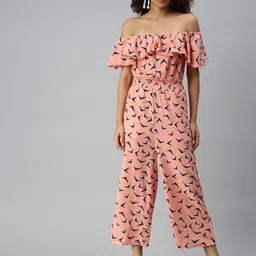 SHOWOFF Women Off-Shoulder Printed Basic Jumpsuit-image-73