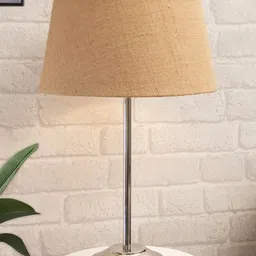 Homesake Adults Brown & Steel Solid 13" Table Lamp with Fabric Shade-58