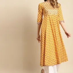 RANGMAYEE Women Yellow & Orange Ethnic Motifs Printed Kurta-image-72