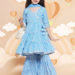 Little Zing Girls Ethnic Motifs Printed Pure Cotton A-Line Kurta Set-picture-25