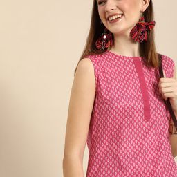 Anouk Women Pink Ethnic Motifs Printed Regular Pure Cotton Kurta with Trousers-image-55