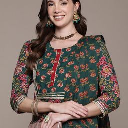 Readiprint Fashions Floral Printed Gotta Patti Pure Cotton Kurta with Trousers & Dupatta-picture-58