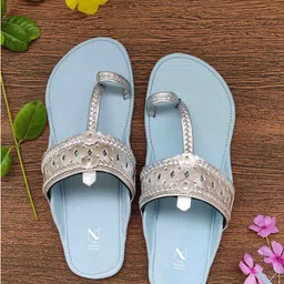 THE MADRAS TRUNK Women Leather Braided Handcrafted One Toe Kolhapuri-image-19