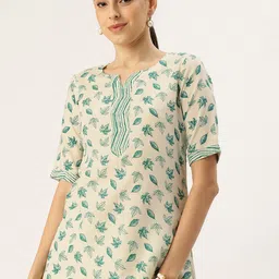 Ethnovog Floral Printed V-Neck Kurti-image-59