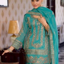 Indo Era Women Ethnic Motifs Embroidered Regular Sequinned Kurta with Palazzos & With Dupatta-13