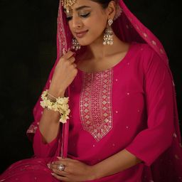 Indo Era Women Ethnic Motifs Embroidered Regular Sequinned Kurta with Trousers & With Dupatta-56