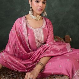 Indo Era Women Ethnic Motifs Embroidered Regular Sequinned Kurta with Trousers & Dupatta-24