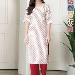 7Threads Selection Of 6 Floral Printed Round Neck Straight Kurta-image-89