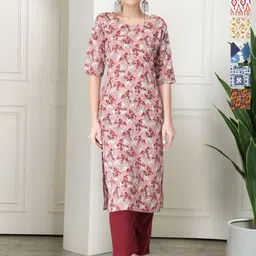 7Threads Selection Of 6 Floral Printed Round Neck Straight Kurta-image-45