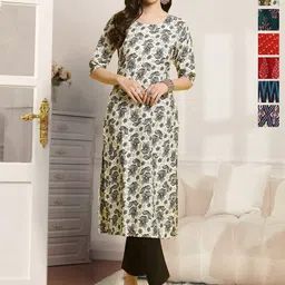 7Threads Selection Of 6 Floral Printed Round Neck Straight Kurta-image-58