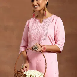 Libas Ethnic Motifs Embroidered Regular Sequinned Straight Kurta with Salwar-3