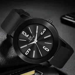 IIK COLLECTION Men Round Dial Adjustable Flexible Silicon Strap Analogue Watch image 2