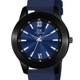 IIK COLLECTION Men Blue Round Dial Adjustable Flexible Silicon Strap Watch image 2