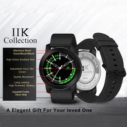 IIK COLLECTION Men Round Dial Adjustable Flexible Silicon Strap Watch image 2