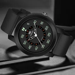 IIK COLLECTION Men Black & Green Round Dial Adjustable Flexible Silicon Strap Watch-50