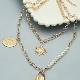 AMI Gold-Plated Layered Charm Chain-10