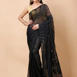 Ruuprekha Woven Design Ethnic Motifs Linen Blend Jamdani Saree-image-97