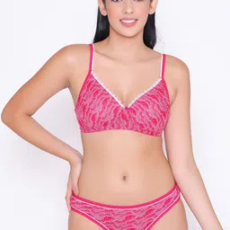 Abelino Women Pink Printed Laced Lingerie Set SETFIZAPINK01-image-12