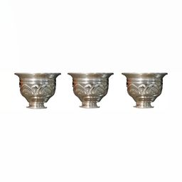 Sigaram Pooja Articles Silver-Toned 3 Pieces Textured German Silver Kumkum Box-13