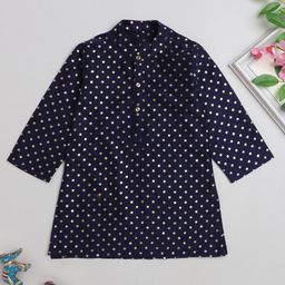 The Magic Wand Boys Geometric Printed Pure Cotton Straight Kurta-picture-12