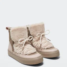 Mango Kids Girls Colourblocked Faux Fur Detail Mid-Top Regular Boots-image-17