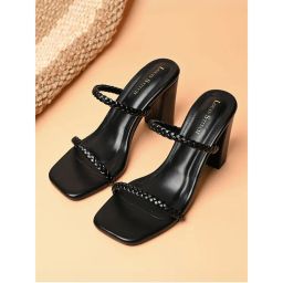 Louis Stitch Women Black Open Toe Block Heel Lightweight Sandals-picture-11