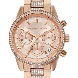Michael Kors Women Rose Gold-Toned Dial Ritz Analogue Watch MK6485-20
