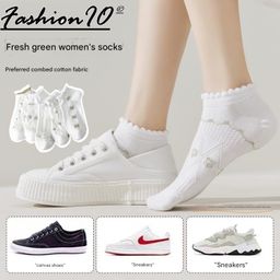 fio fashionio 2/3/5 Cute Ruffle Socks for Women, Funny Cotton Crew Socks, Frill Ankle Socks Women (Multi-Design Multi-Pattern) image 4
