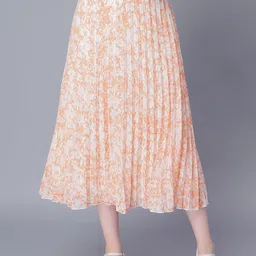 NUEVOSDAMAS Floral Printed Accordion Pleats Georgette A-Line Midi Skirt-picture-40