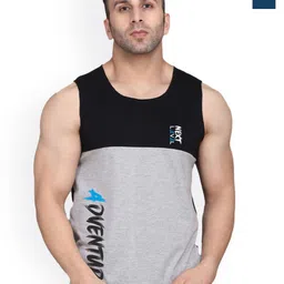 SLOWLORIS Pack Of 2 Printed Bio-Wash Gym Vests SL26 (PEACOCK KEEP) (BLACKGREY ADV)-image-93